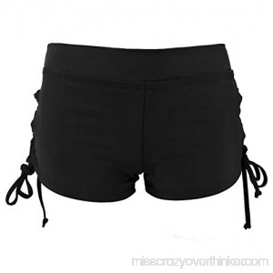 ebuddy Women Sporty Tankini Swimsuit Boyshort Swim Bottom Lace Up Board Short Black B07LG1FF15